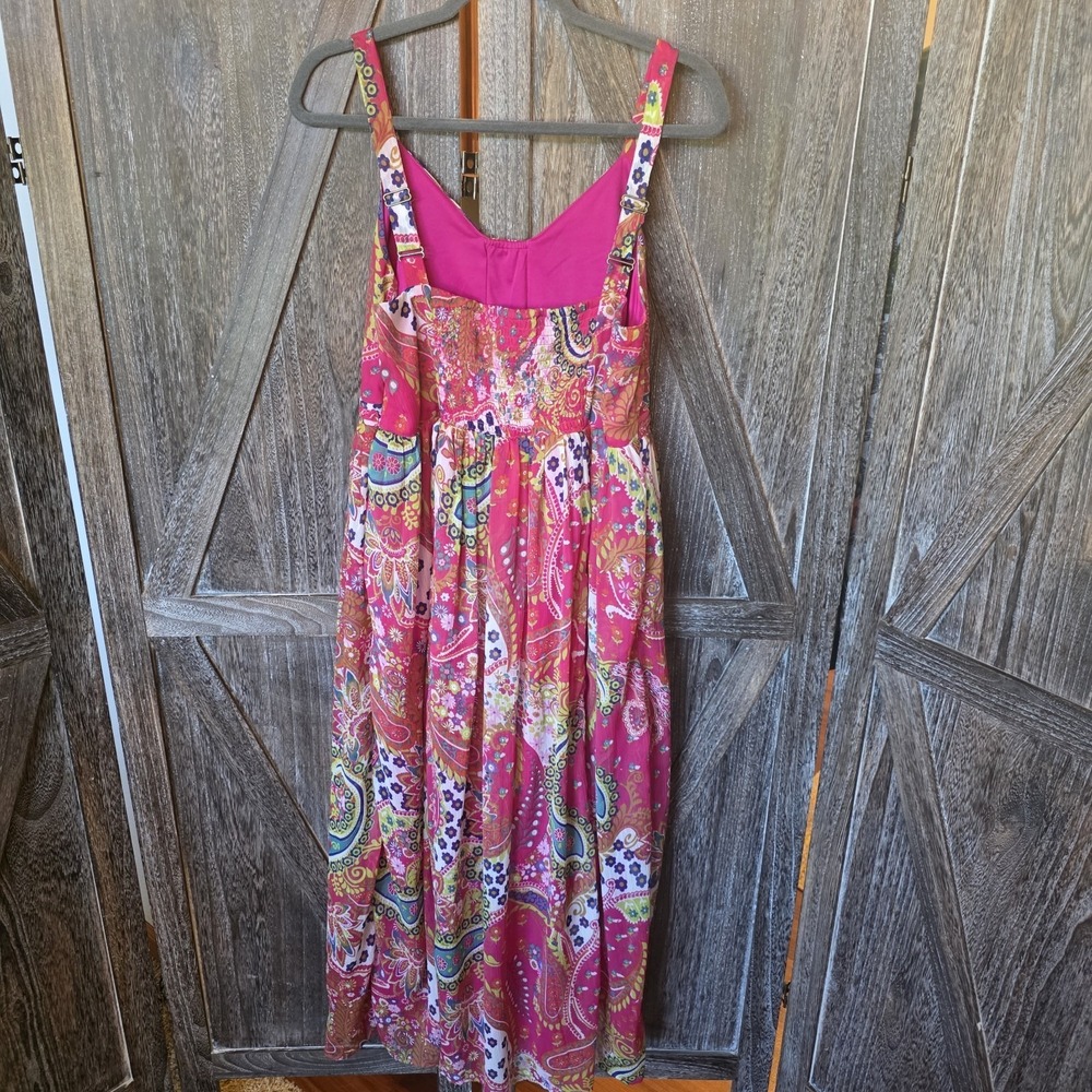 Taillissime Dress Womens Size 14W Hot Pink Floral Sleeveless Sundress Adjustable - Picture 7 of 8